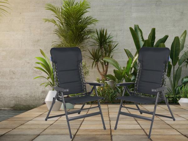 Campingstühle 2er SET klappbar - Hochlehner verstellbar Anthrazit Bild 5