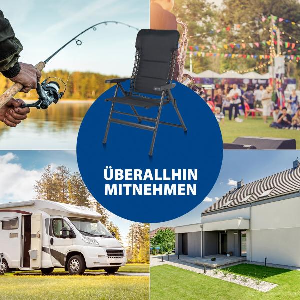 Campingstühle 2er SET klappbar - Hochlehner verstellbar Anthrazit Bild 9