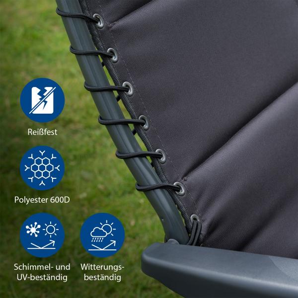 Campingstühle 2er SET klappbar - Hochlehner verstellbar Anthrazit Bild 8