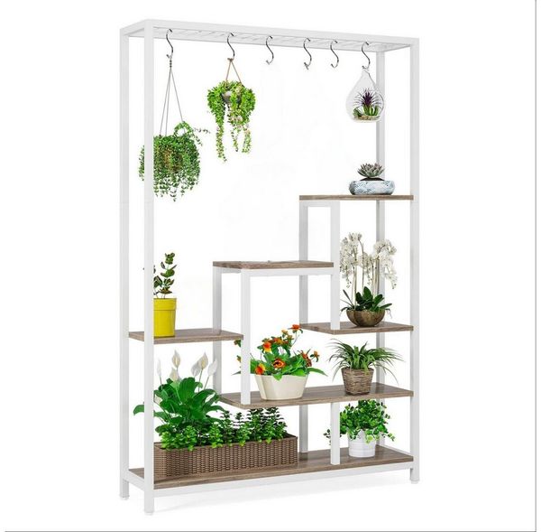 Celya Blumenständer Blumenständer 5 Ebenen Pflanzenregal mit 10 S-Haken