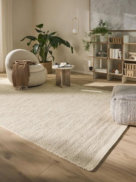 benuta Wollteppich Rocco, rechteckig, Höhe: 5 mm, Teppich Wohnzimmer, Schlafzimmer, Esszimmer, Flur, Kunstfaser, Cozy