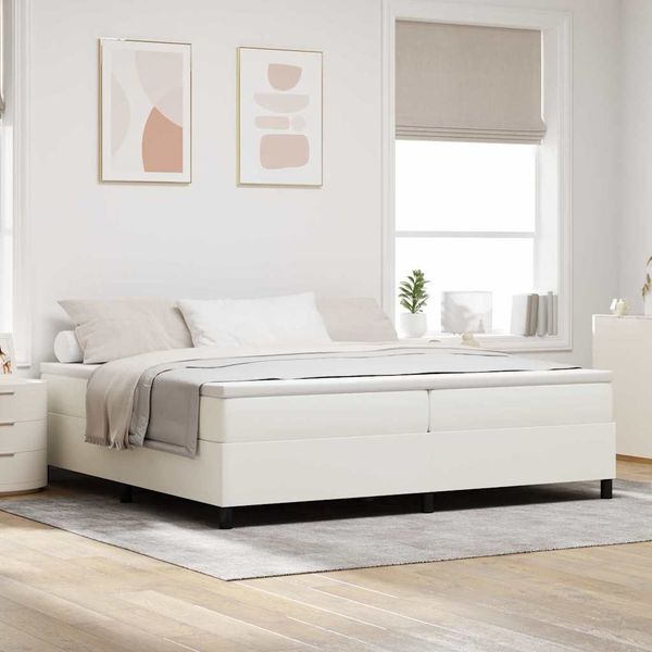 vidaXL Boxspringbett Creme und Weiß 200 x 200 cm Cordstoff 3337484