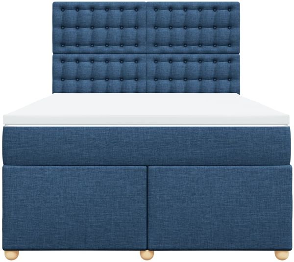 vidaXL Boxspringbett mit Matratze Blau 140x200 cm Stoff 3293623 Bild 6