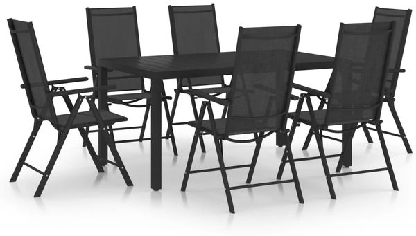 vidaXL 7-tlg. Garten-Essgruppe Aluminium Schwarz 3070650