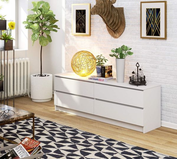 Raumhirsch Furniture Kommode mit 4 Schubladen 160 cm breit Holz Schrank, (viele Farbvarianten - Maße: 160 x 55 x 40 cm) - Hochwertig & stabil