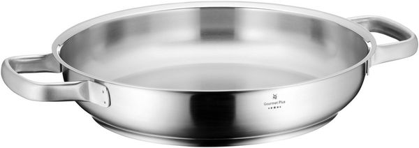 WMF Bratpfanne Gourmet Plus Servierpfanne 28 cm, Cromargan® Edelstahl rostfrei 18/10 (1-tlg, 1x Servierpfanne unbeschichtet 28 cm), - optimal für Herdplatten mit Ø 22 cm