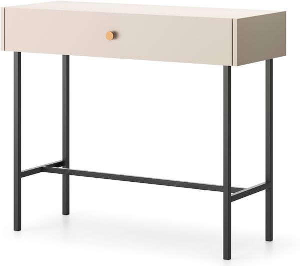 AX LIVING Tisch mit Schubladen Dinley 93 cm Beige Matt auf Metallgestell
