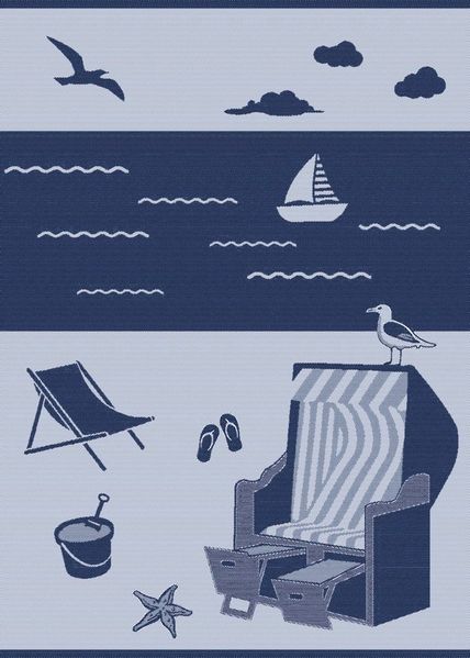 ROSS Geschirrtuch, maritim, Strandidylle mit Strandkorb