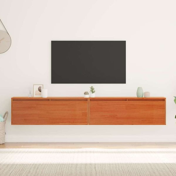 vidaXL Wandschrank mit Regal mit Tür Wachsbraun Massives Kiefernholz 869862