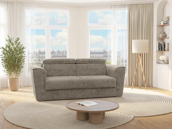 Vente-unique - RIZORA Sofa Stoff Schokoladenbraun - B 223 cm96 cm x H 93 cm x L 230 cm
