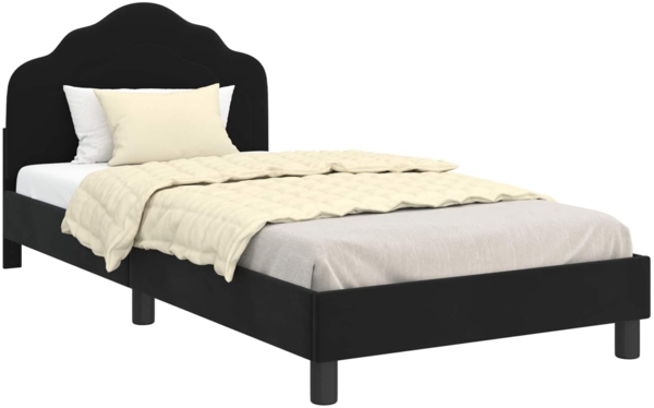vidaXL Kinderbettgestell mit Kopfteil Schwarz 90x190 cm Samt 42010952