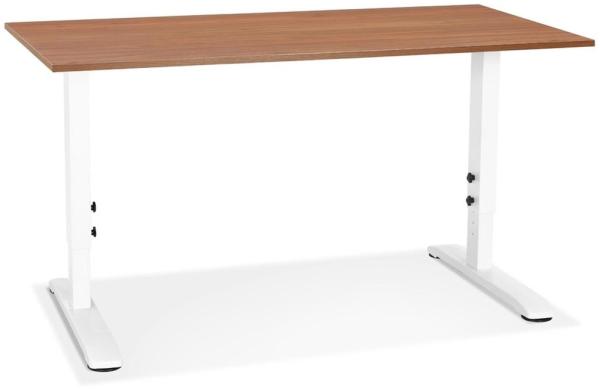 Kadima Design Schreibtisch höhenverstellbar | 140x70 cm | Holz Ergonomisch Modern | Computertisch Braun-Weiß