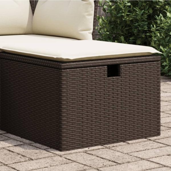 vidaXL Gartenhocker mit Kissen Braun 55x55x37 cm Poly Rattan 366205