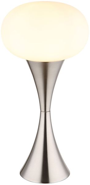 Tischleuchte, Nickel matt, Glas opal, H 36,9 cm