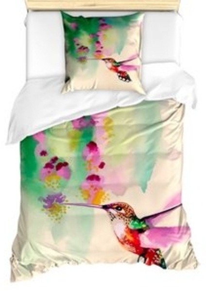 Abakuhaus Bettwäsche Milbensicher Allergiker geeignet mit Kissenbezug, Microfaser, Natur Colibri und Blumen Bild 4