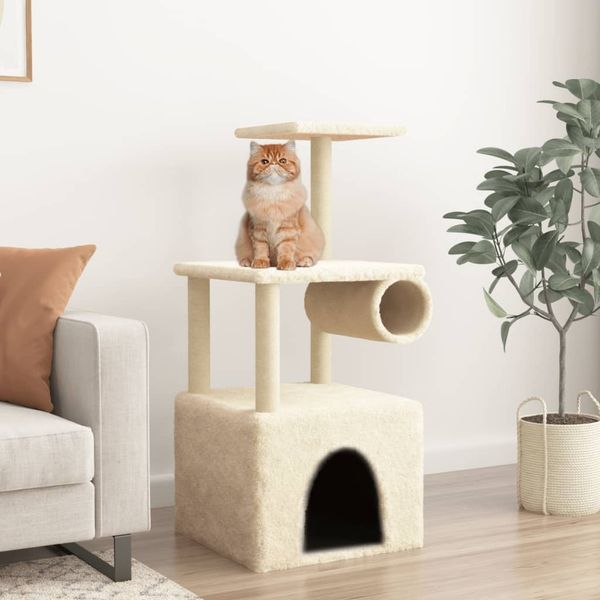 vidaXL Kratzbaum mit Sisal-Kratzsäulen Creme 109,5 cm 172058