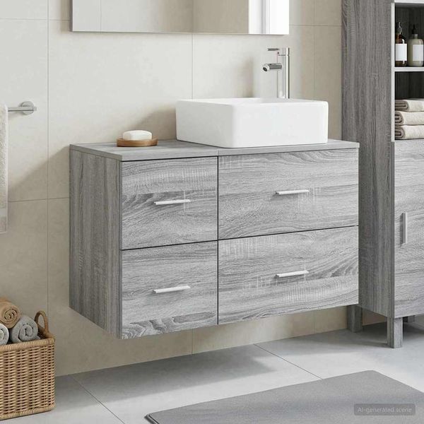 vidaXL Badezimmermöbel-Set 2 pcs Grau Sonoma Holzwerkstoff 3403965