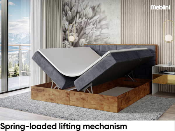 MEBLINI Boxspringbett LOFTY 9 160x220 cm mit Bettkasten - H3/Dunkelgrau Samt Polsterbett - Doppelbett mit Topper & Taschenfederkern-Matratze Bild 4