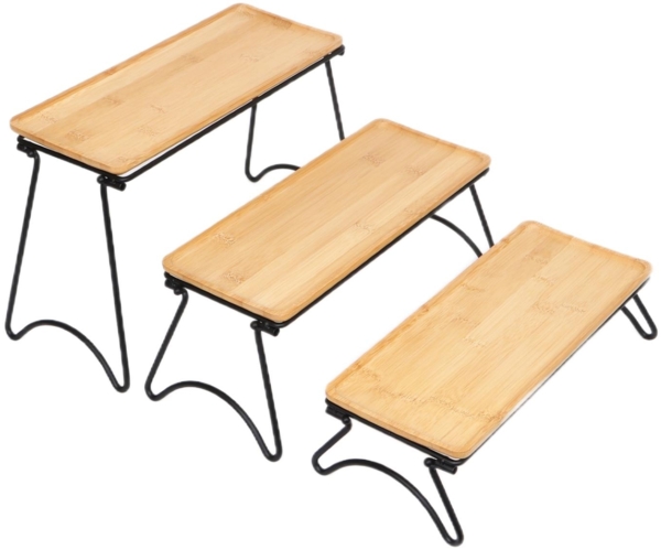 6-tlg. Bambus Serviertablett – 3-stöckige Etagere für stilvolles Servieren