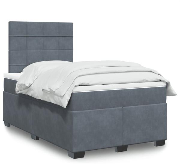 vidaXL Boxspringbett mit Matratze Dunkelgrau 120x200 cm Samt 3293183