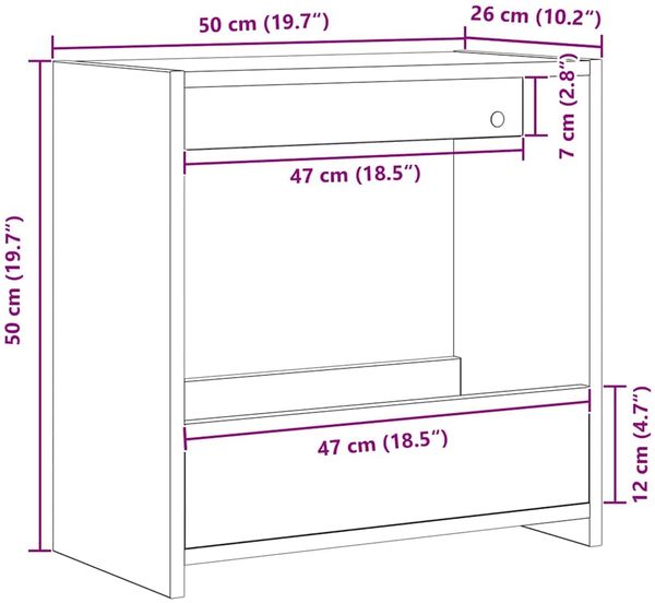 vidaXL Beistelltisch Schwarz Eichen-Optik 50 x 26 x 50 cm 862621 Bild 10