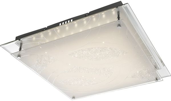 LED Deckenlampe, Chrom, Glas, L 43 cm
