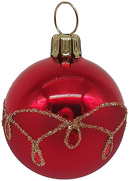 Christbaumkugel Ø4cm, rot matt, Tropfen - Schatzhauser Weihnachtsschmuck