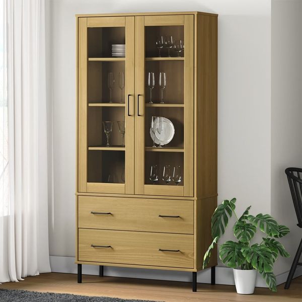 vidaXL Bücherschrank OSLO Metallbeine Braun 85x35x172,5 cm Massivholz 350991