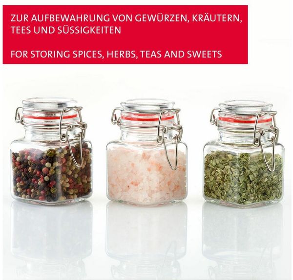 WESTMARK Einmachglas 6 Drahtbügelgläser, 100 ml + 8 Dekoetiketten, Glas, Silikon, Edelstahl, Papier