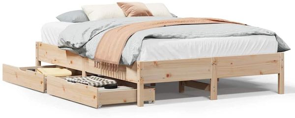 Doppelbett, Betten für Erwachsene, Massivholzbett ohne Matratze 140x190 cm Kiefernholz de2910