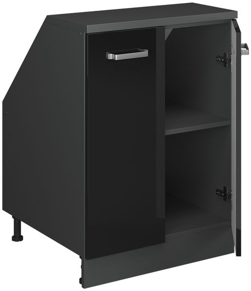 Dachschrägenschrank Rion Schwarz Hochglanz 60 x 81.6 cm mit 2 Türen, Schrankkorpus 60 cm Tiefe Vicco Bild 4