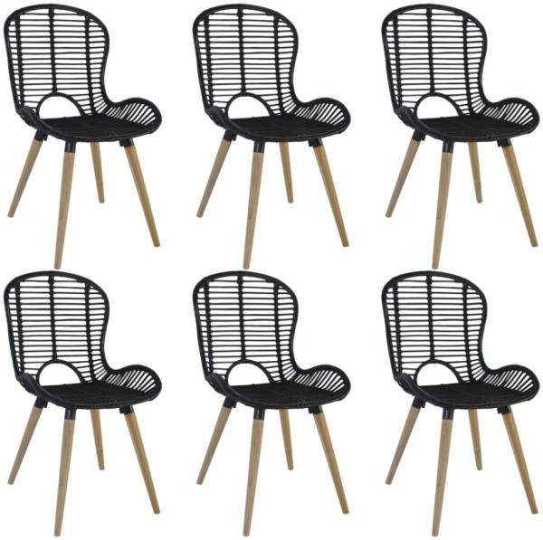 vidaXL Esszimmerstühle 6 Stk. Natur Rattan Schwarz 275838