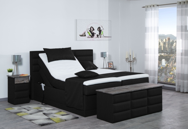 Meisterbetten Boxspringbett Pino 200x220 in WT-Schwarz, Matratzenbezug Nano, Ergoflex-Topper Bild 3