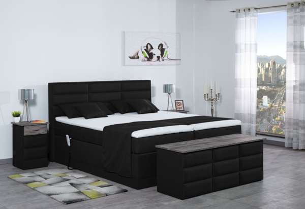 Meisterbetten Boxspringbett Pino 200x220 in WT-Schwarz, Matratzenbezug Nano, Ergoflex-Topper Bild 4