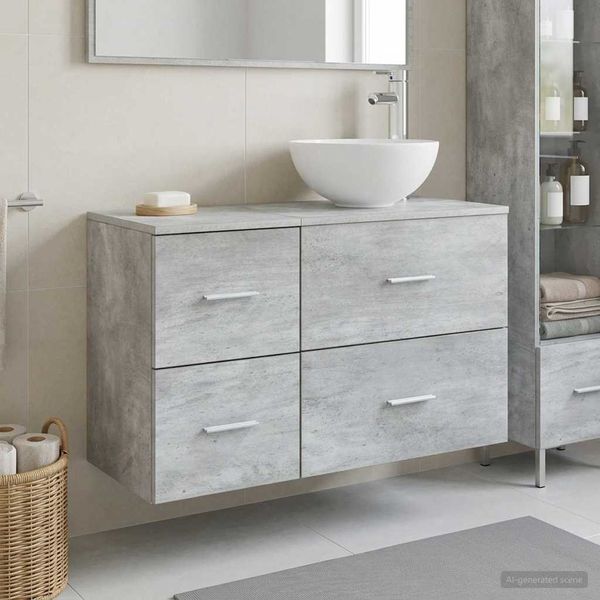 vidaXL Badezimmermöbel-Set 2 pcs Betongrau Holzwerkstoff 3403947