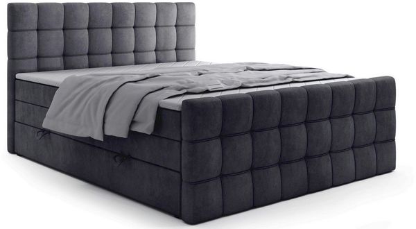 Labett Boxspringbett mit Bettkasten, Doppelmatratze, IGANTE KING 160x200 180x200 200x200 (Boxspringbett, Bettkasten, Matratze, Topper), Bonellfederkern- und Taschenfederkernmatratze