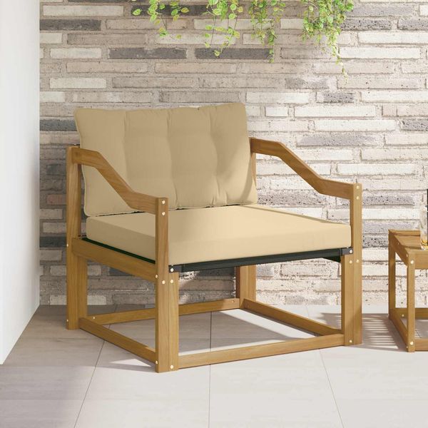vidaXL Outdoor-Sofagarnitur Massives Akazienholz und Textilene Weiß 3439075
