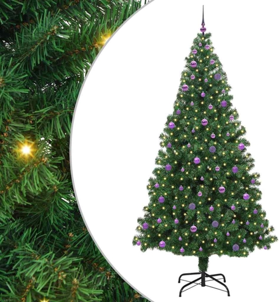 vidaXL Künstlicher Weihnachtsbaum mit 300 LEDs mit Ständer Grün 240 cm 3396937