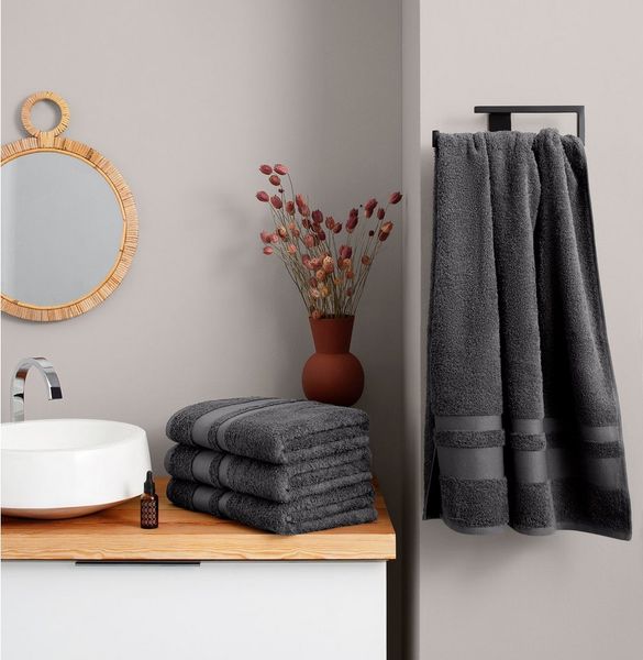 OTTO home Duschtücher Vanessa, 4 Duschtücher, 70x140cm, in Standard- und Premium-Qualität, Walkfrottee (Set, 4-St), Handtücher mit Bordüre, 100% Baumwolle, einfarbig, weich