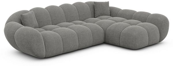 Sofa Dreams Polsterecke Maleron L Form kurz Stoffsofa, Lounge, 4-Sitzer, Ottomane rechts, Strukturstoff Bezug in Dunkelgrau