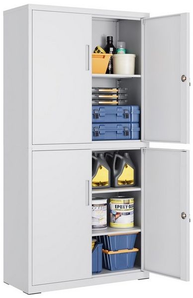 SONGMICS Aktenschrank mit 4 Türen, 5 Ebenen & 2 Schlössern, Stahl Mattgrau, 40x80x180 cm Bild 4
