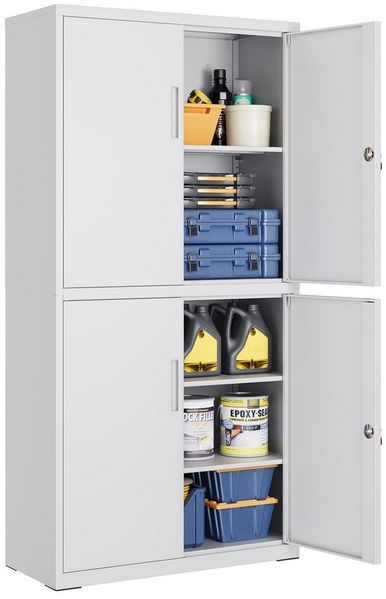 SONGMICS Aktenschrank mit 4 Türen, 5 Ebenen & 2 Schlössern, Stahl Mattgrau, 40x80x180 cm Bild 5