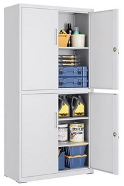 SONGMICS Aktenschrank mit 4 Türen, 5 Ebenen & 2 Schlössern, Stahl Mattgrau, 40x80x180 cm Bild 6