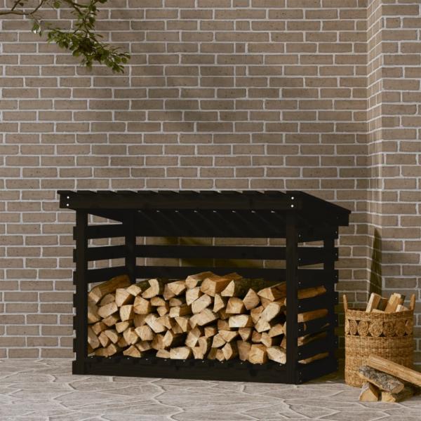 vidaXL Kaminholzregal Schwarz 108x73x79 cm Massivholz Kiefer 822231