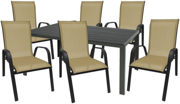 Gartengarnitur Sitzgarnitur 7-teilig L150xB90xH74cm Non-Wood