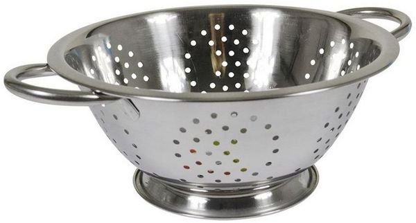 BURI Edelstahl-Sieb mit Standfuß 24cm Küchensieb Seiher Durchschlag Nudelsieb