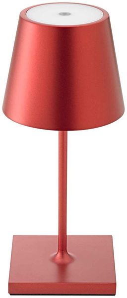 LED Tischleuchte, kirschrot, Aluminium, Touchdimmer, Akku, H 25 cm