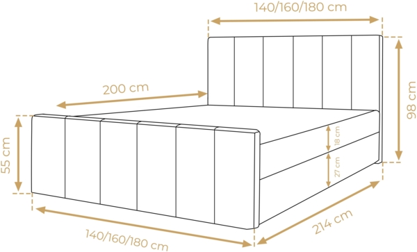AX LIVING Levente Boxbett mit Bettkasten 160x200 Boxspringbett Schwarz Bild 4
