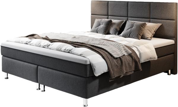 Boxspringbett 'Rotterdam Plus', mit integriertem Topper, Webstoff Anthrazit, 180x200 cm