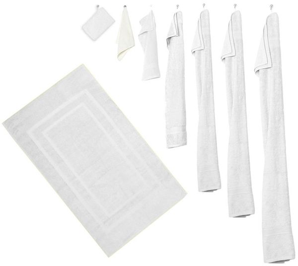 12er Set - 4 Duschtücher, 4 Handtücher, 4 Badetücher - Weiß